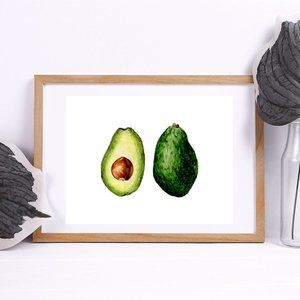 Print of ORIGINAL Watercolour Painting 🥑 Avocado